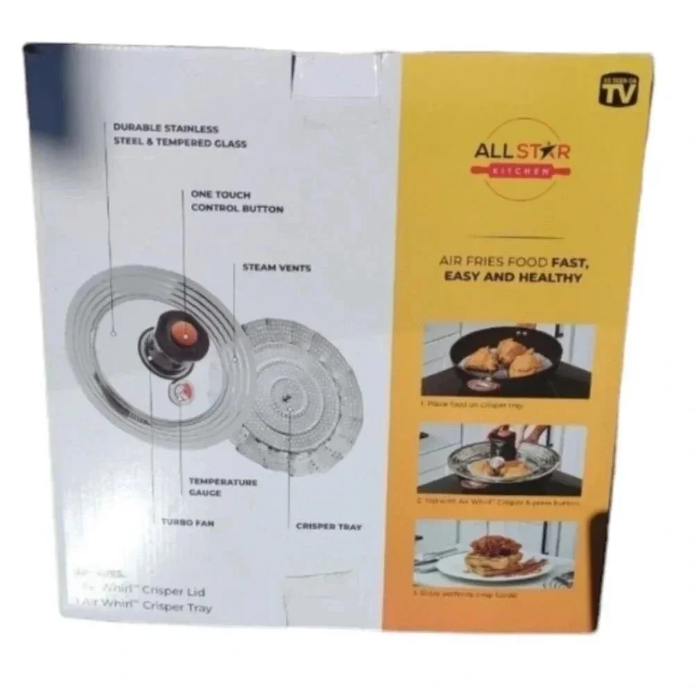Air Whirl Crisper Air Fryer Lid for Pots & Pans Fits 10 to 12 Inch Pots Pans